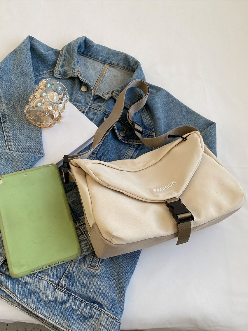 Letter Patch Decor Hobo Bag