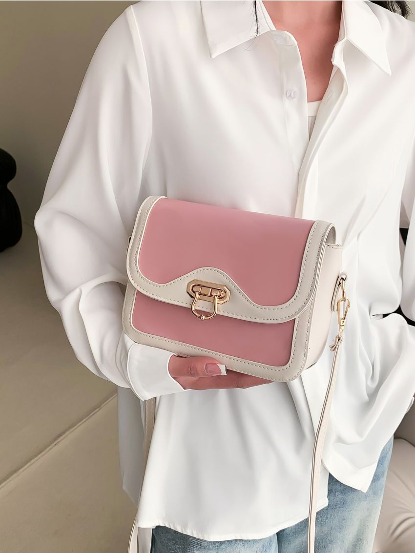Mini Two Tone Flap Square Bag