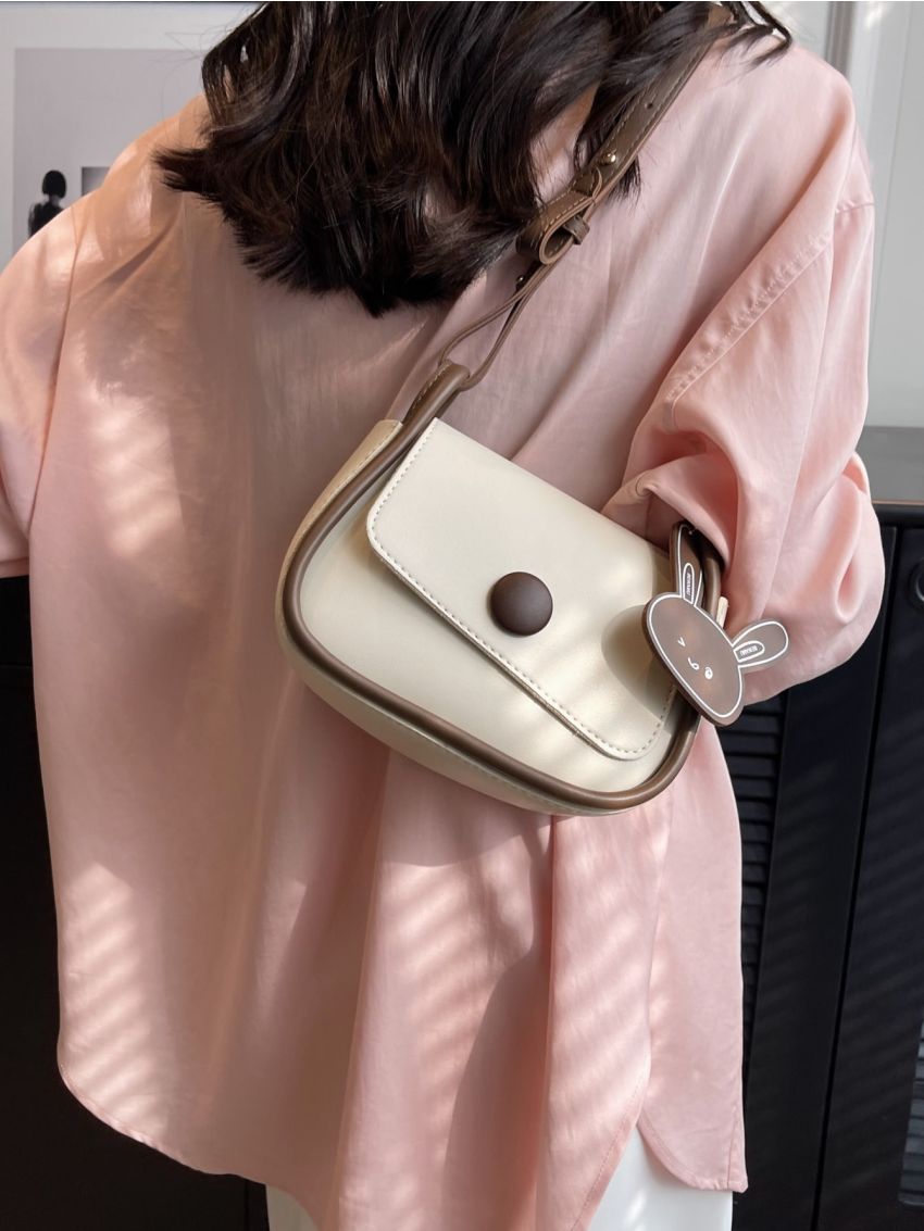 Mini Minimalist Flap Square Bag With Bag Charm