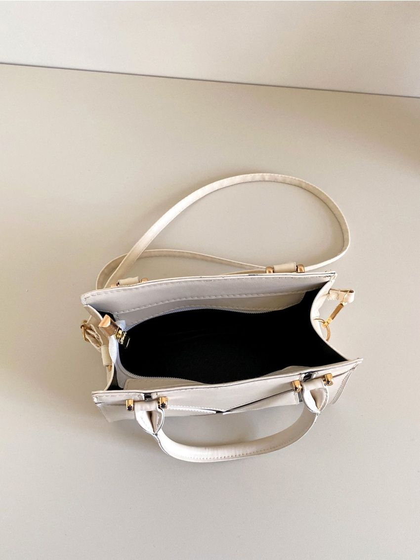 Two Tone Square Bag Medium Double Handle