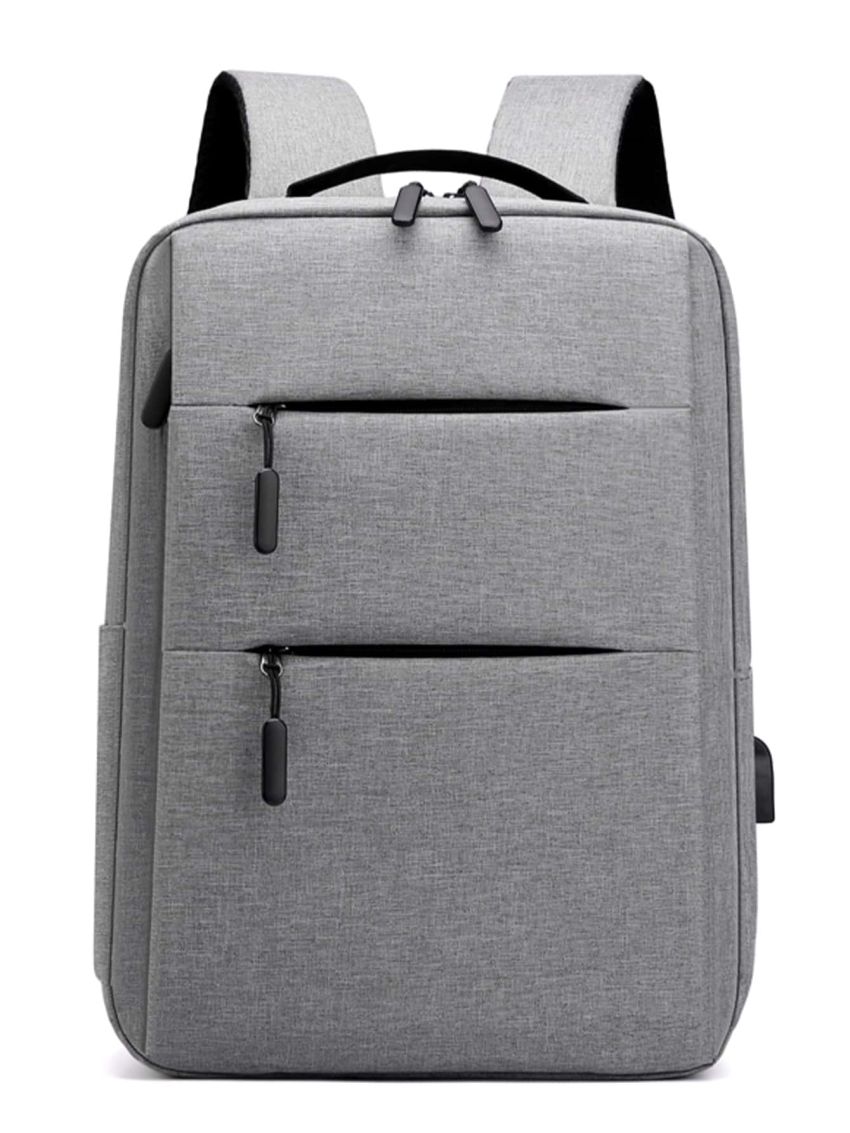 Men's Fashion Casual Water Resistant Anti-Theft Backpack With USB Port Men Zip Front Laptop Backpack