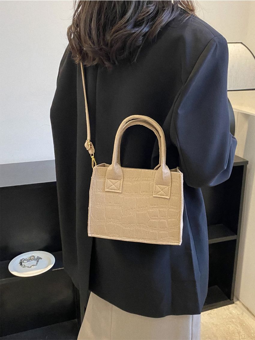 Crocodile Embossed Square Bag