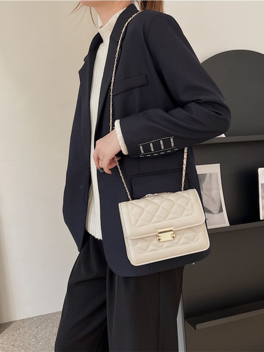 Mini Quilted Pattern Flap Square Bag