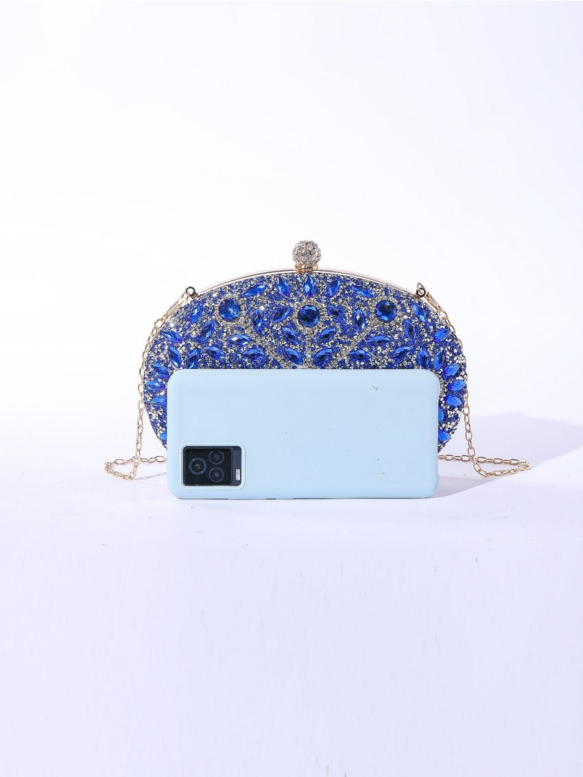 Mini Rhinestone Decor Chain Box Bag