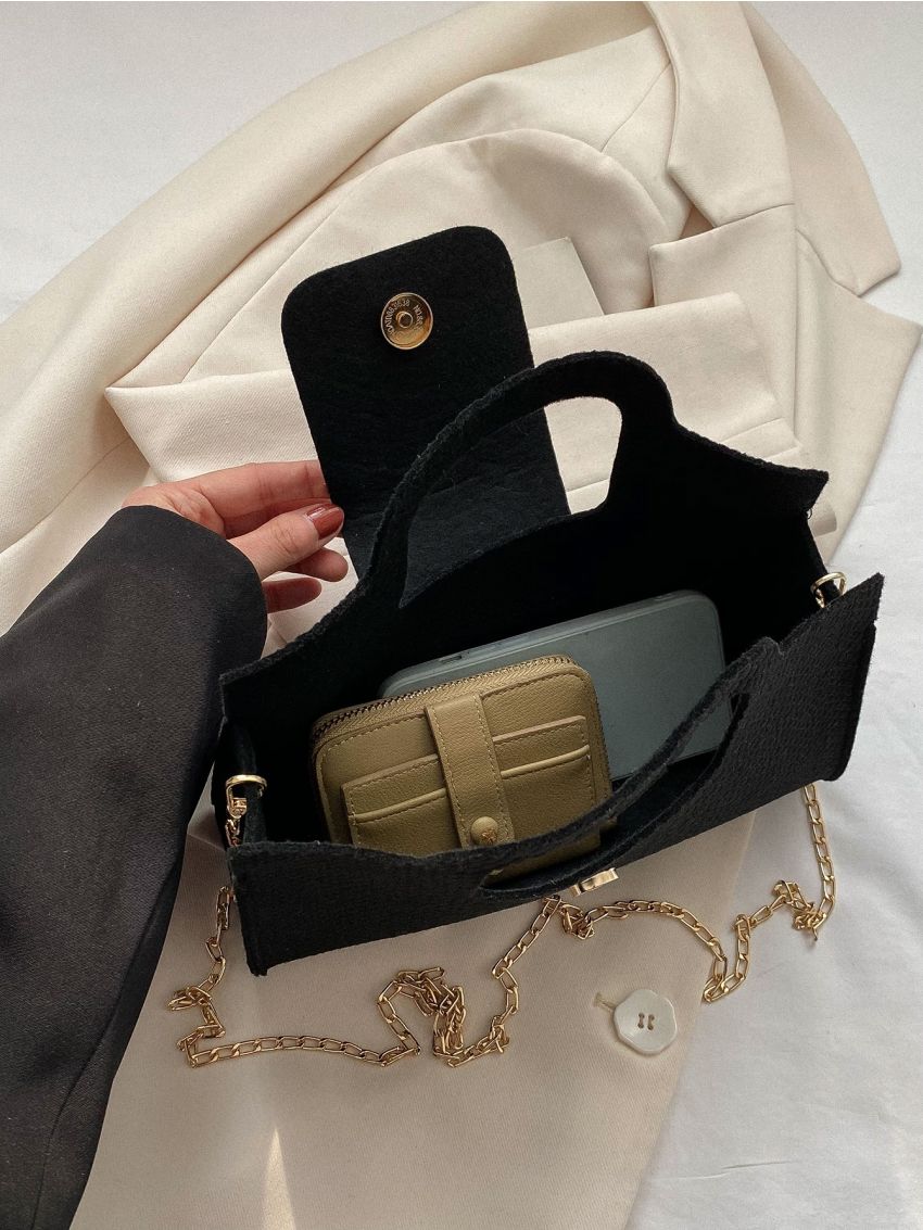 Snakeskin Embossed Chain Square Bag