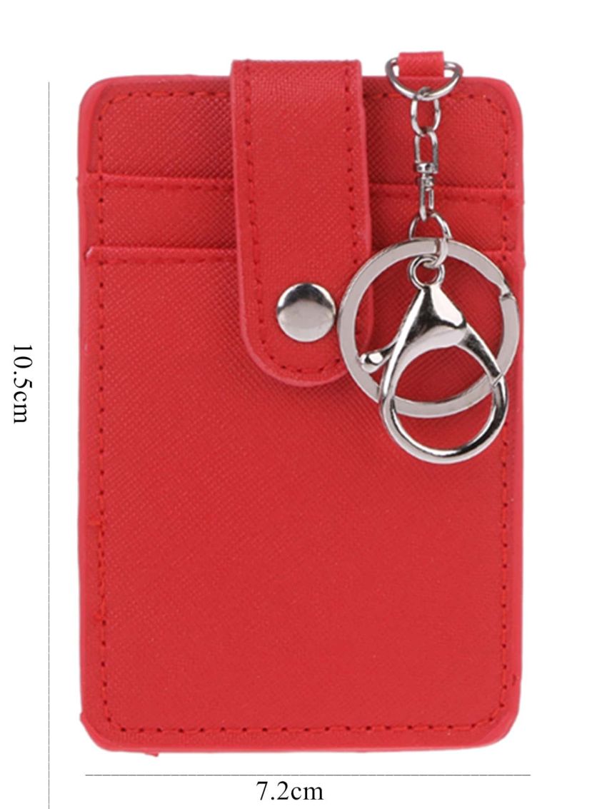 Unisex Color Portable ID Card Holder Bus Card Cover Case Office Work Key Chain Key Ring Tool