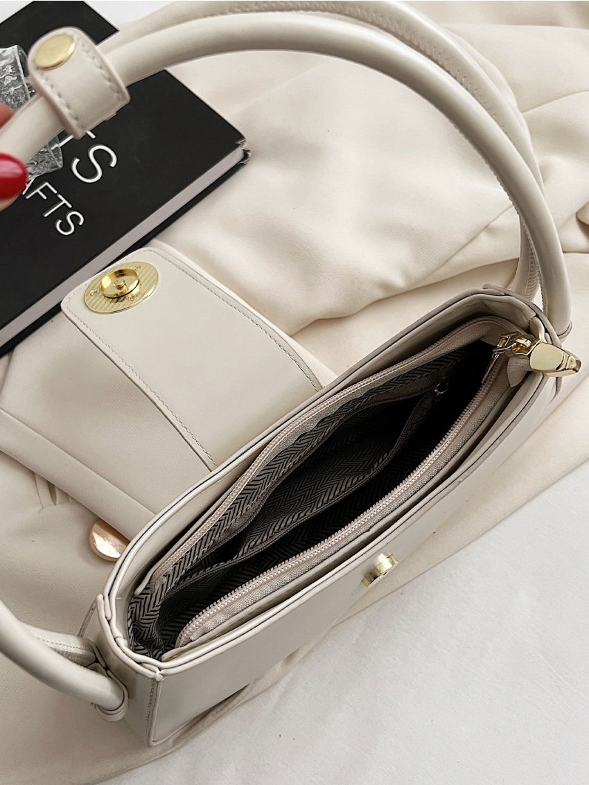 Minimalist Snap Button Baguette Bag