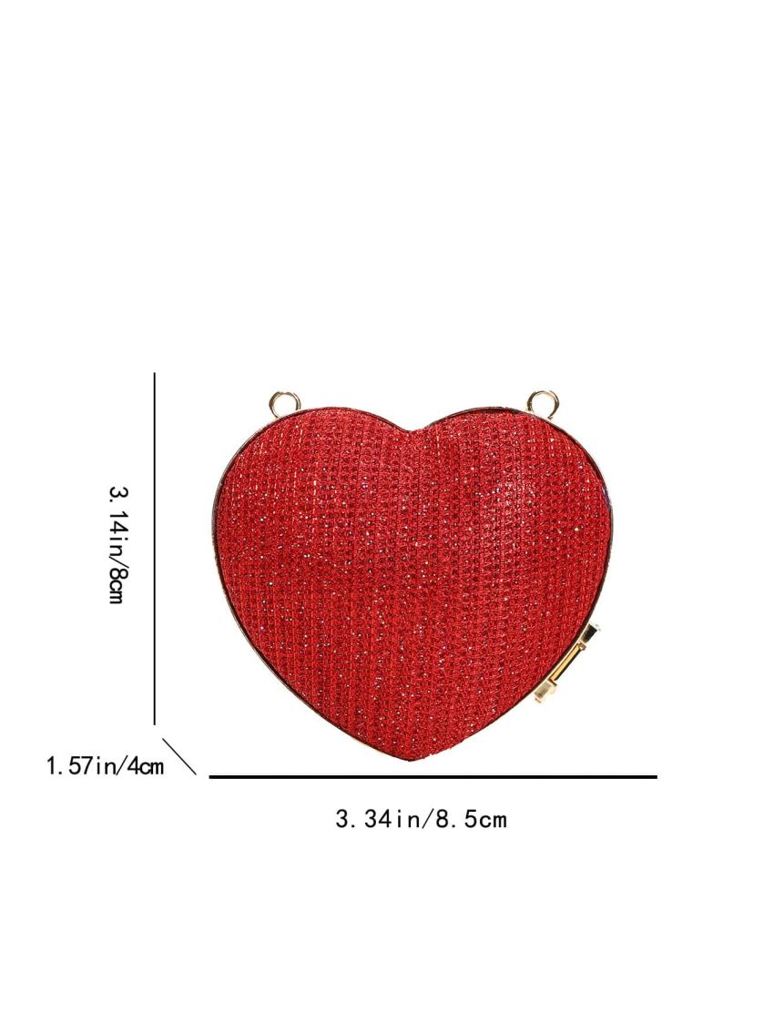 Mini Glitter Heart Design Chain Novelty Bag