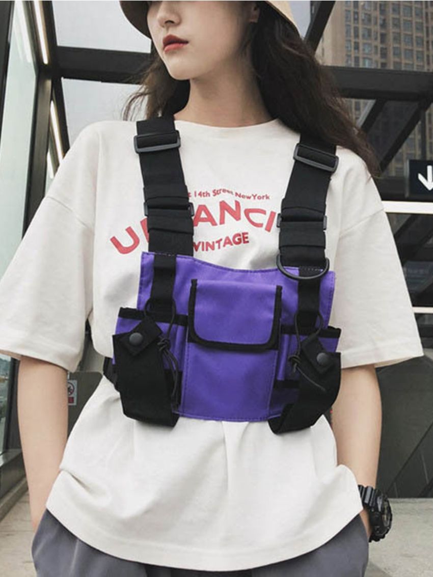 Streetwear Bag Unisex Black Functional Chest Rig Bags Adjustable Vest Hip-hop Chest Bag Woman Fashion Waist Pack
