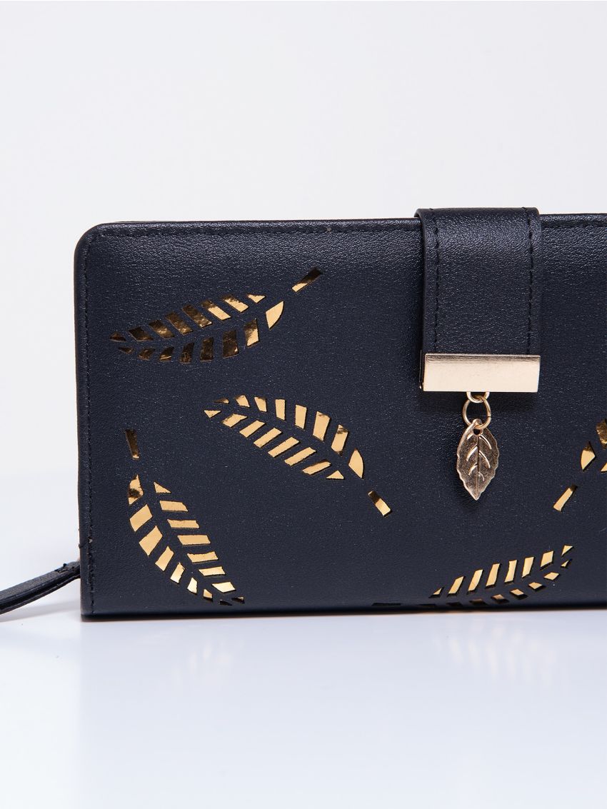 Hollow Out Leaf Graphic Long Wallet
