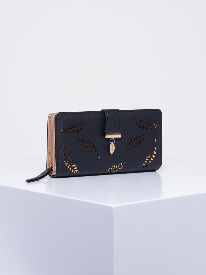 Hollow Out Leaf Graphic Long Wallet