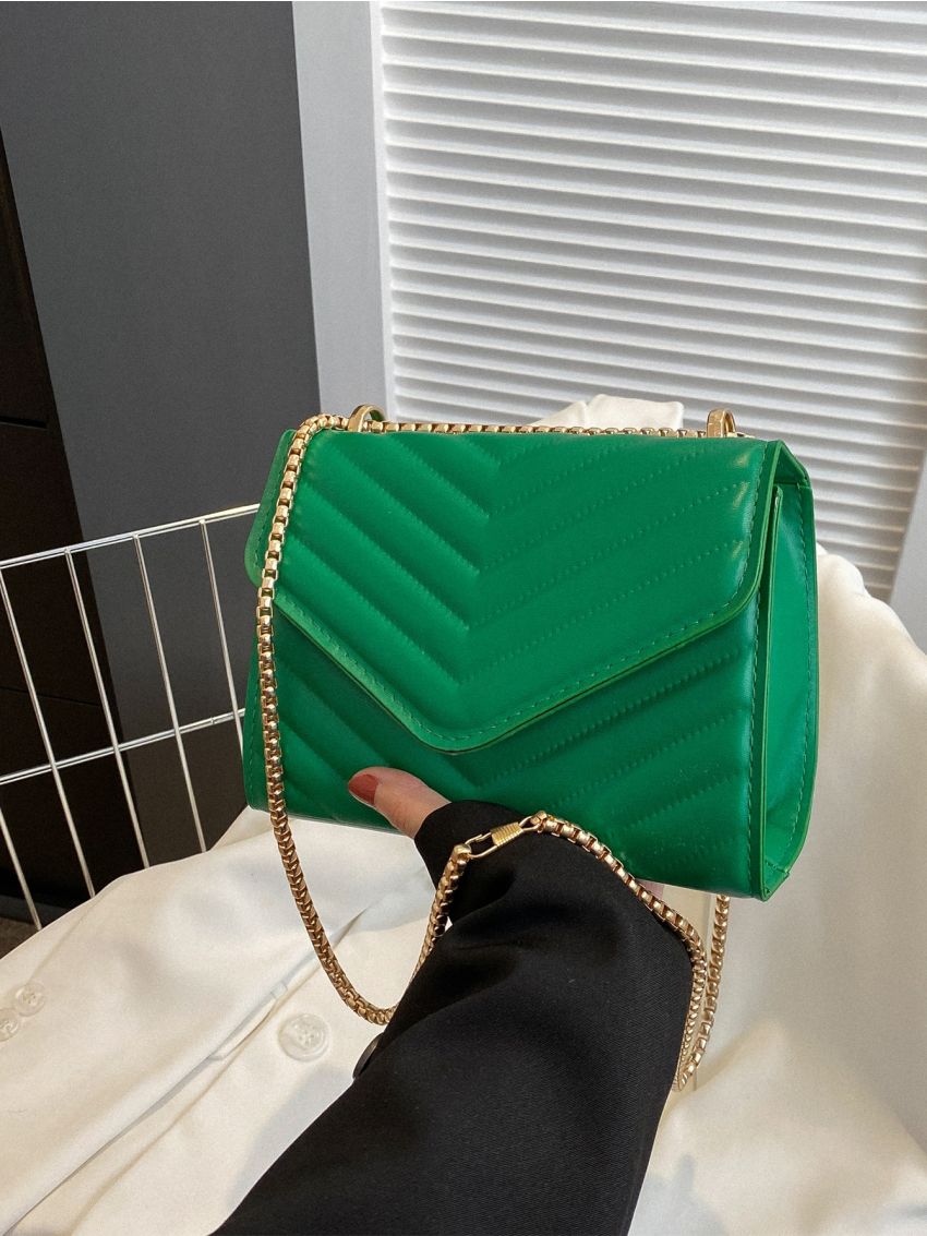 Mini Chevron Quilted Flap Chain Square Bag