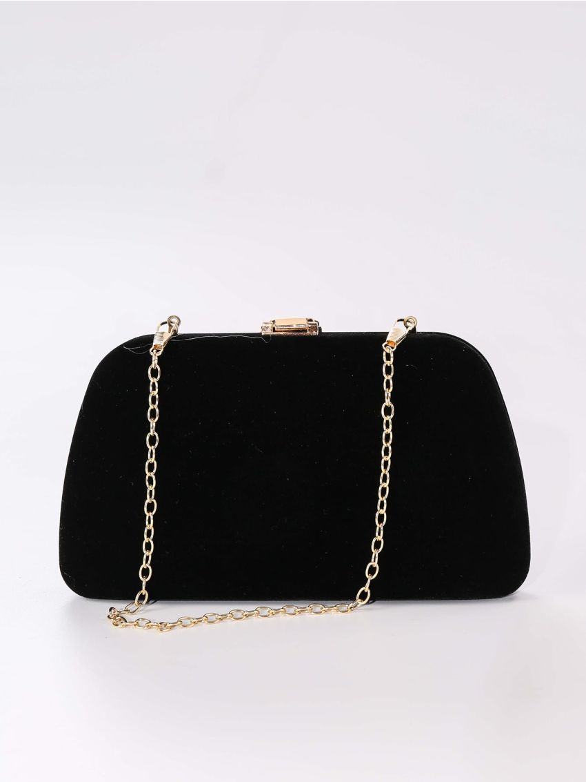 Mini Leaf Decor Chain Velvet Box Bag
