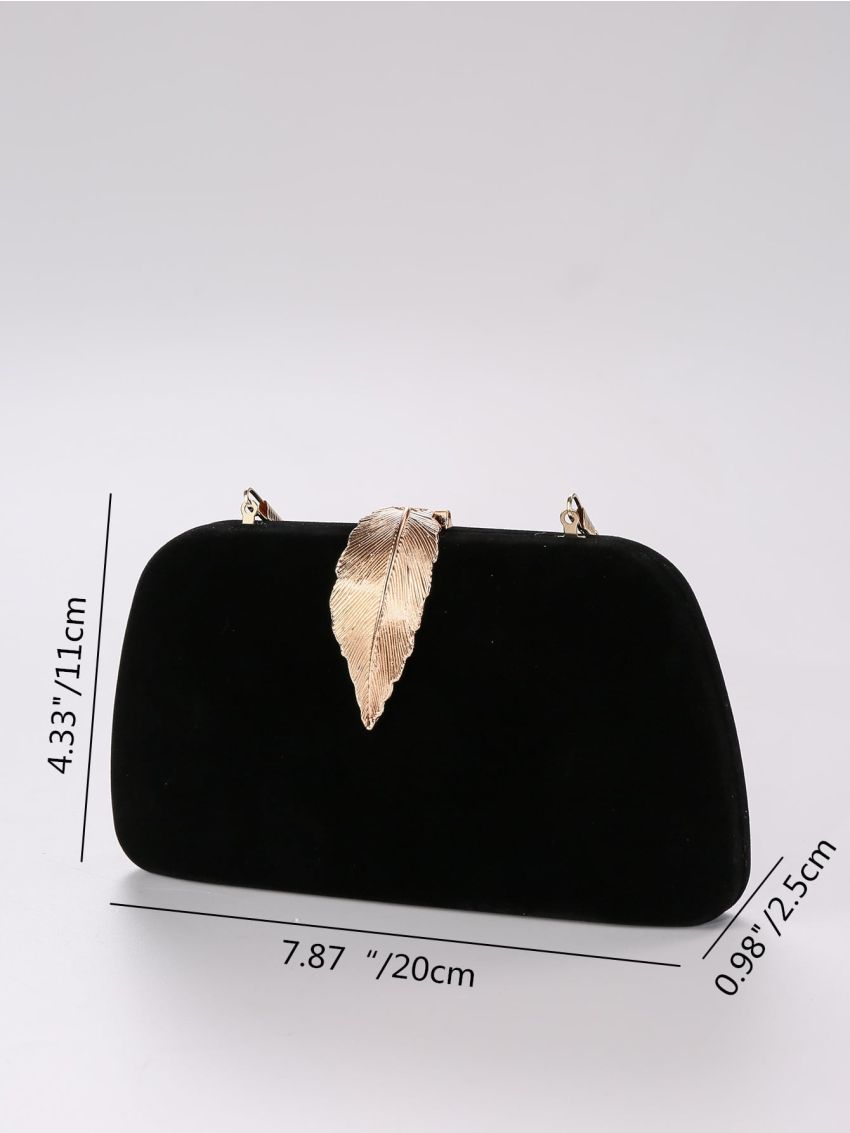 Mini Leaf Decor Chain Velvet Box Bag