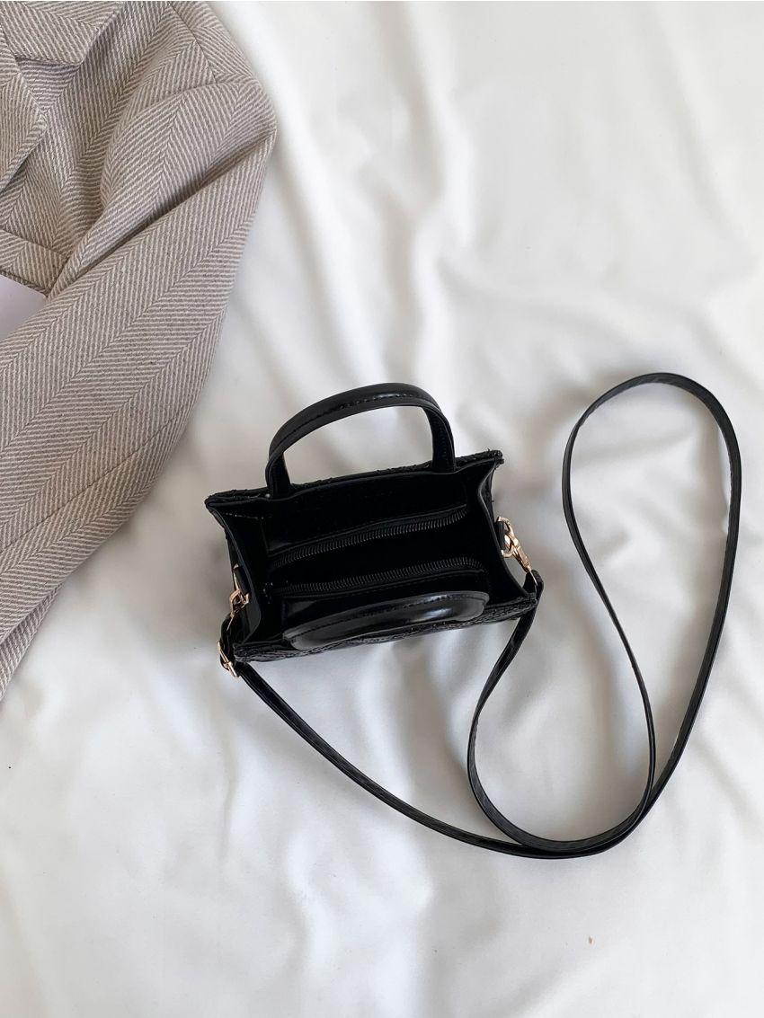 Heart Quilted Square Bag Double Handle Mini For Daily Working