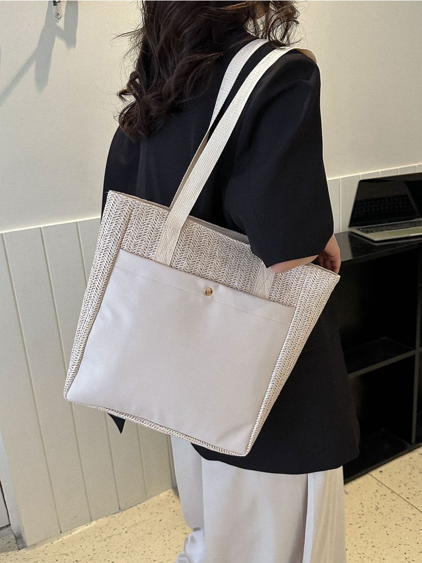 Two Tone Straw Bag