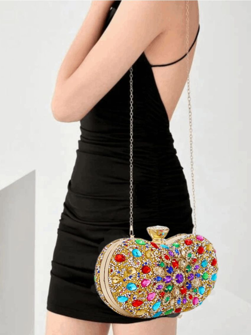 Rhinestone Decor Box Bag