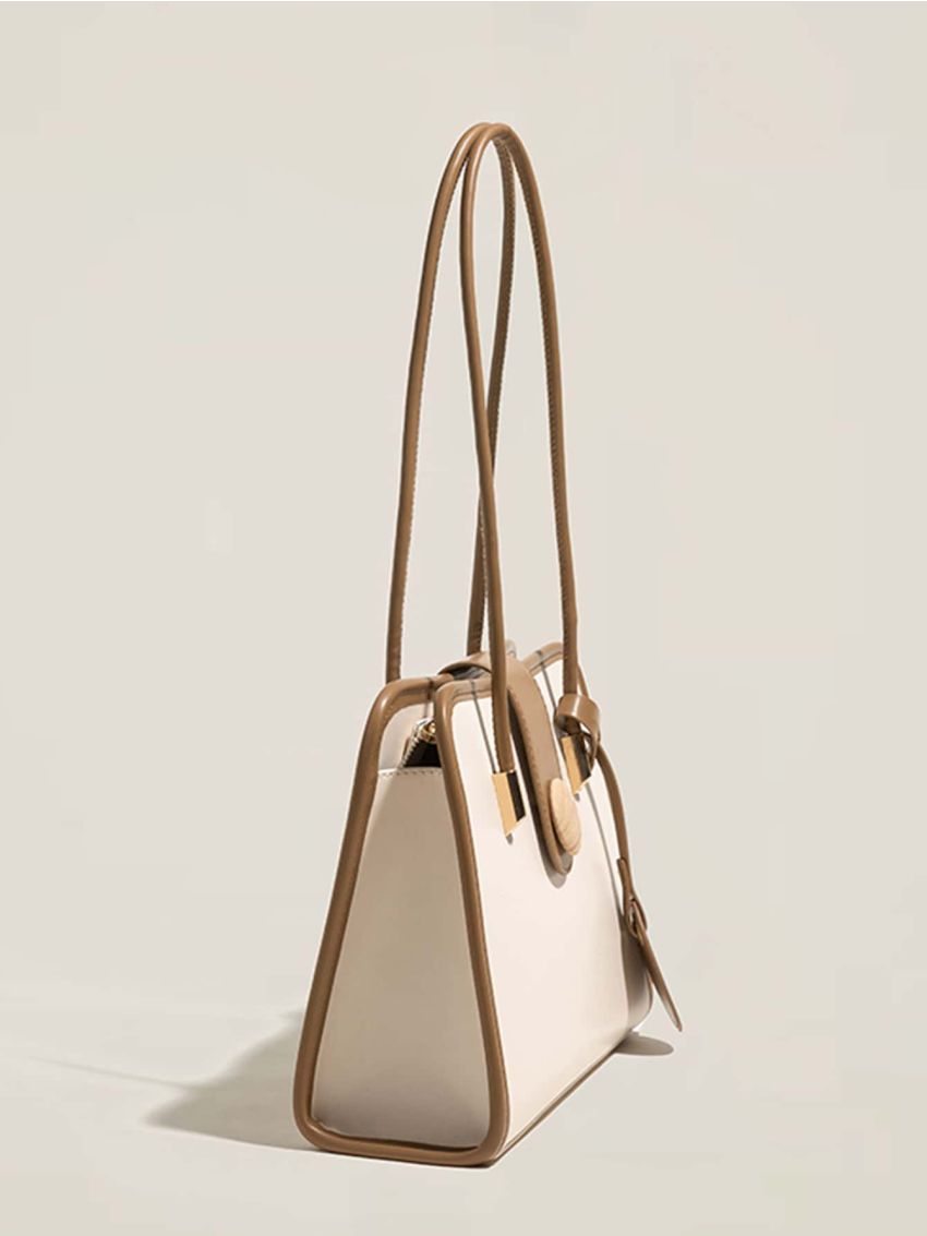 Contrast Binding Snap Button Square Bag