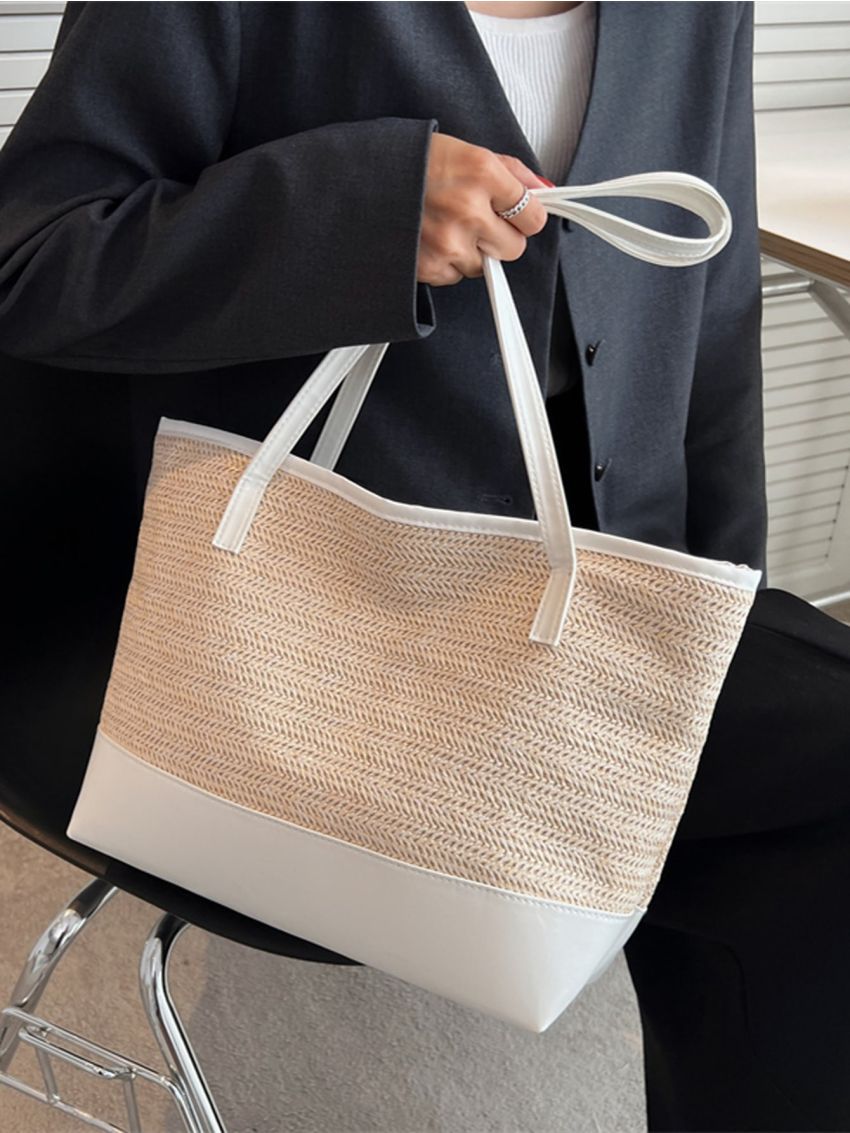 Two Tone Straw Bag