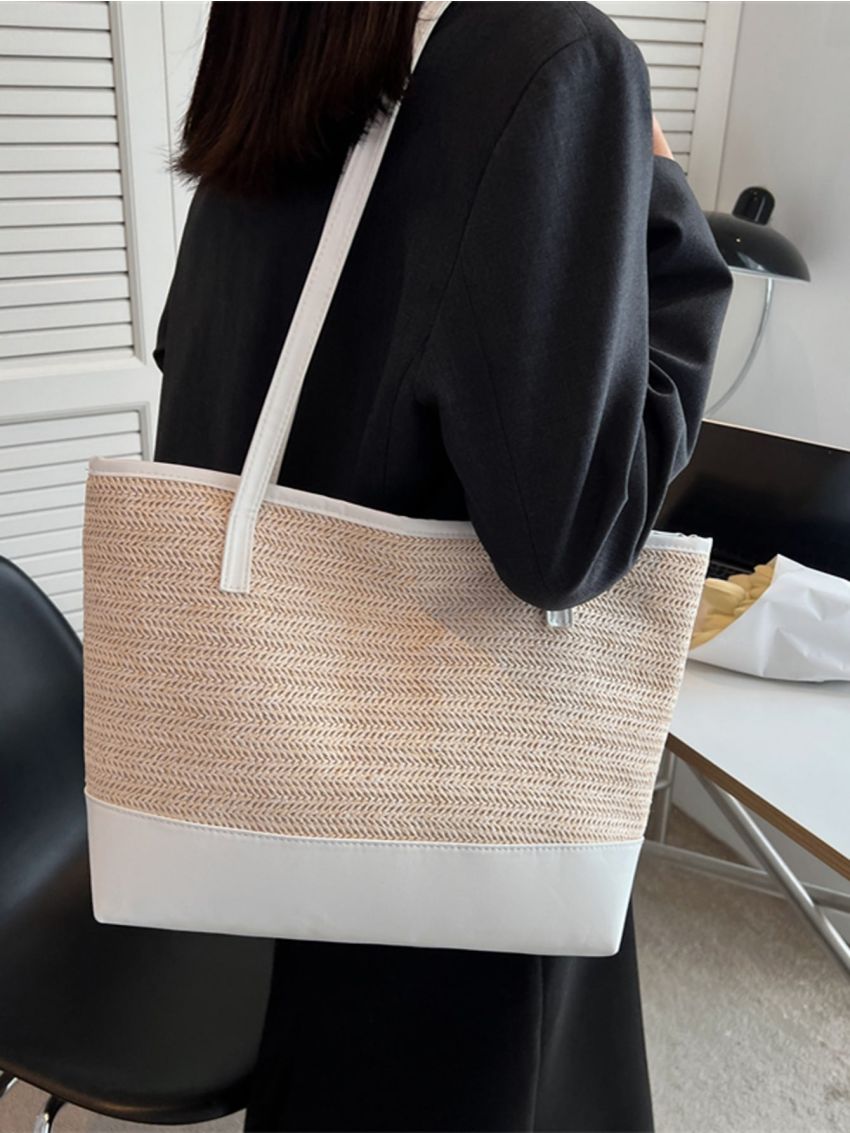 Two Tone Straw Bag