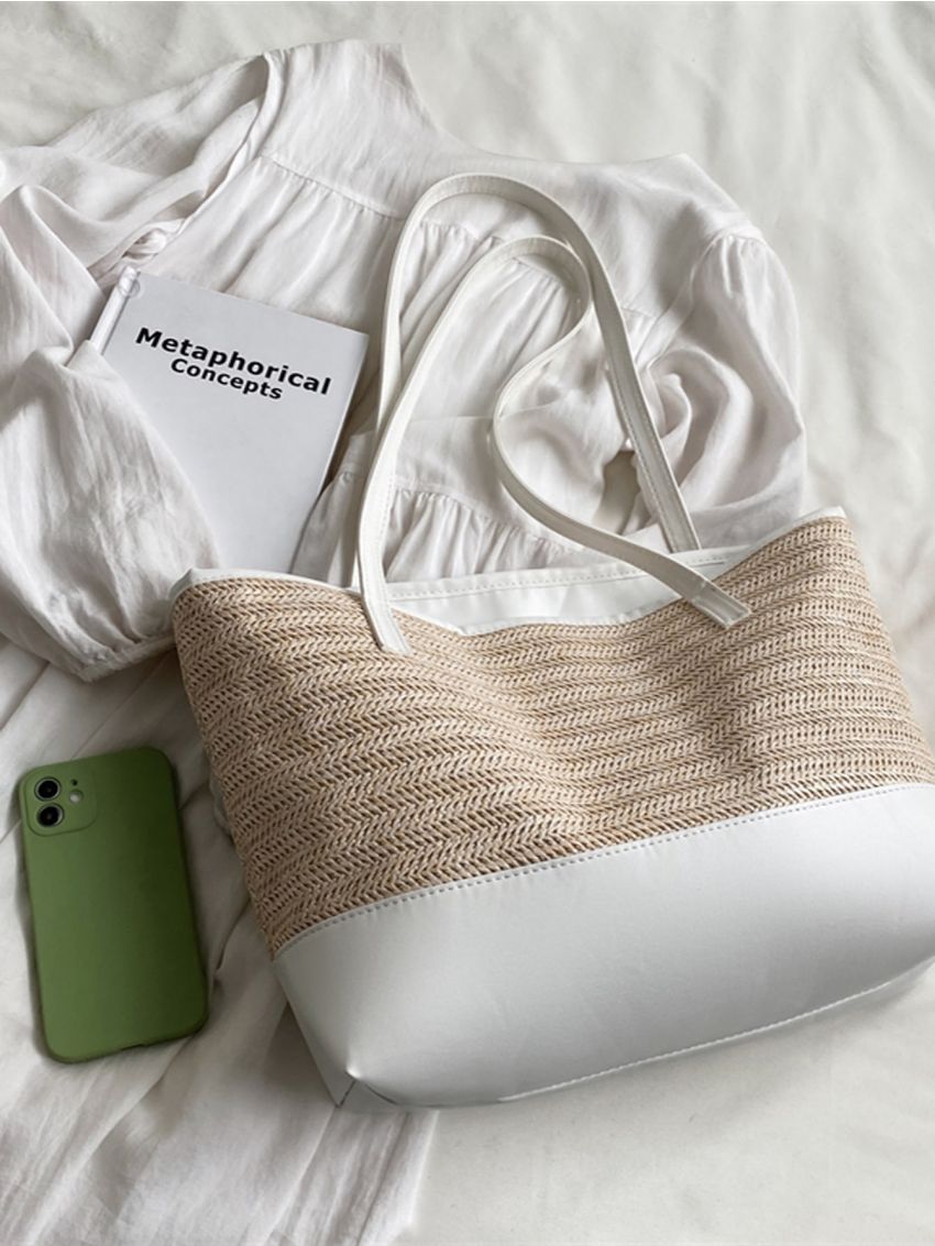 Two Tone Straw Bag