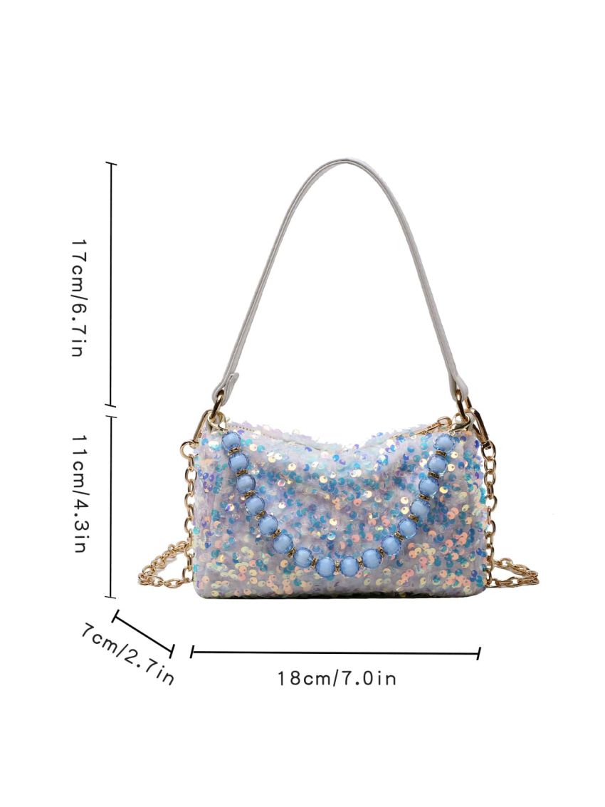 Mini Sequin Decor Chain Hobo Bag