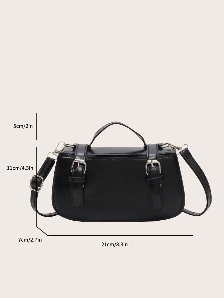 Minimalist Buckle Decor Baguette Bag