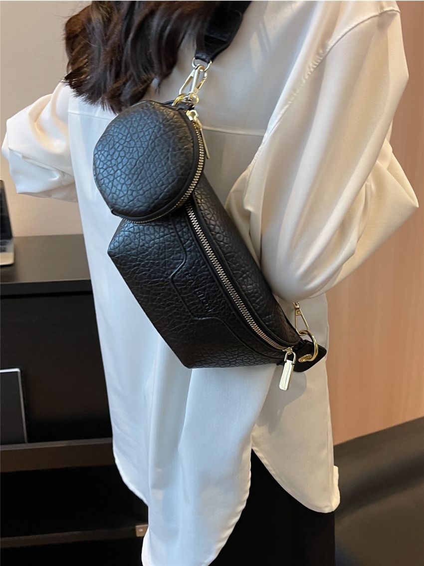 Snakeskin Embossed Waist Bag With Coin Purse