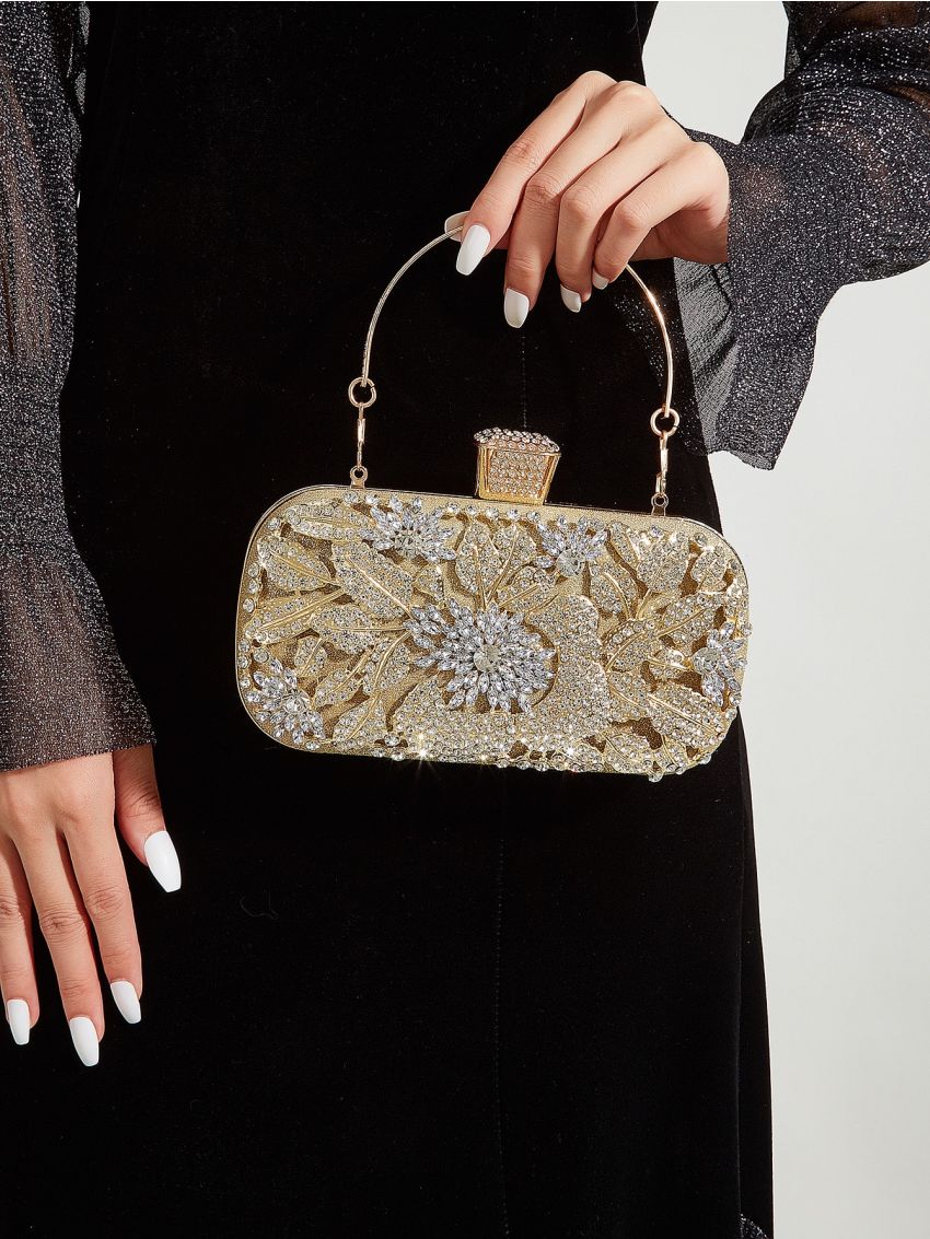 Mini Rhinestone Decor Chain Box Bag