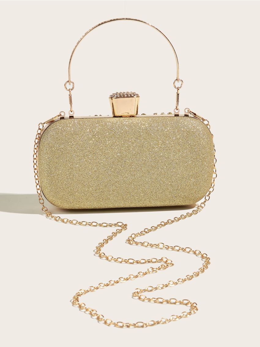 Mini Rhinestone Decor Chain Box Bag