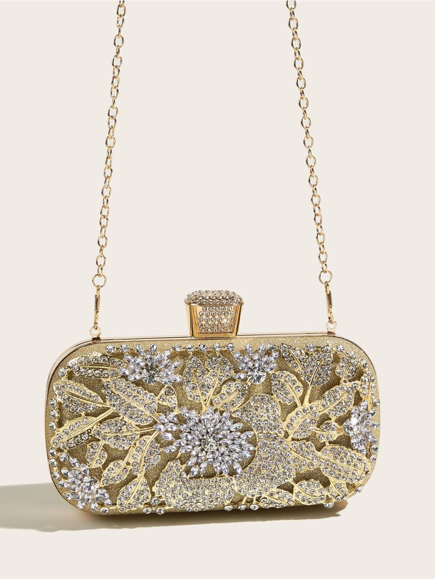 Mini Rhinestone Decor Chain Box Bag