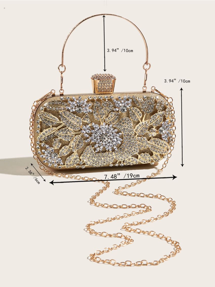 Mini Rhinestone Decor Chain Box Bag