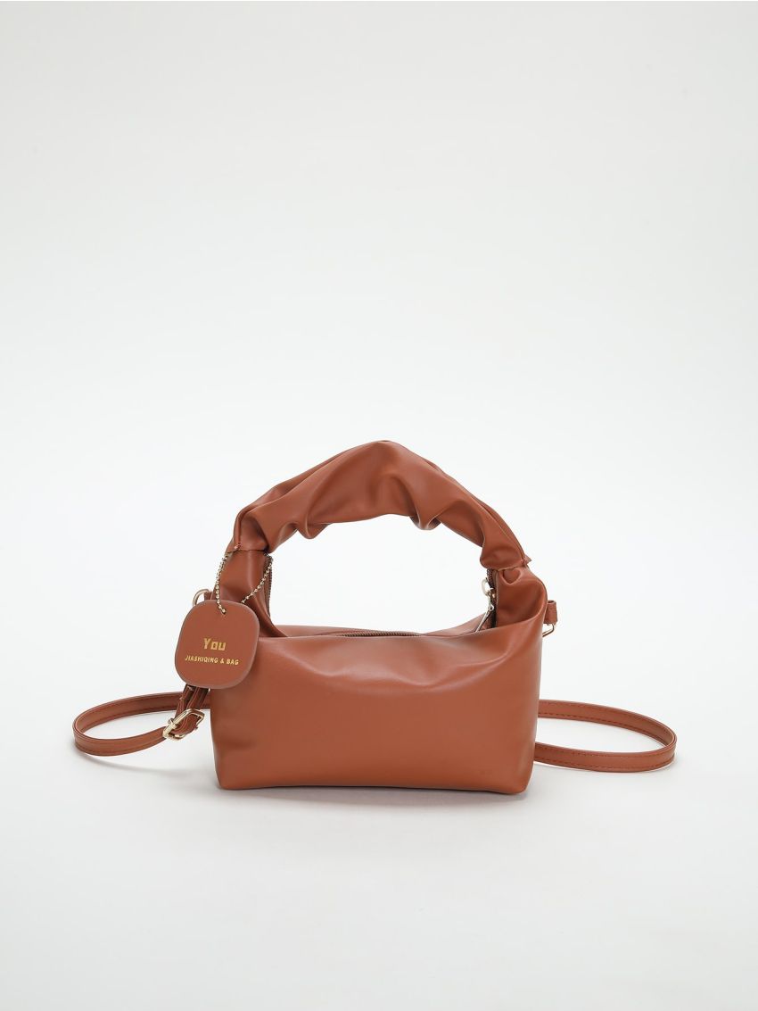 Mini Ruched Detail Hobo Bag With Bag Charm