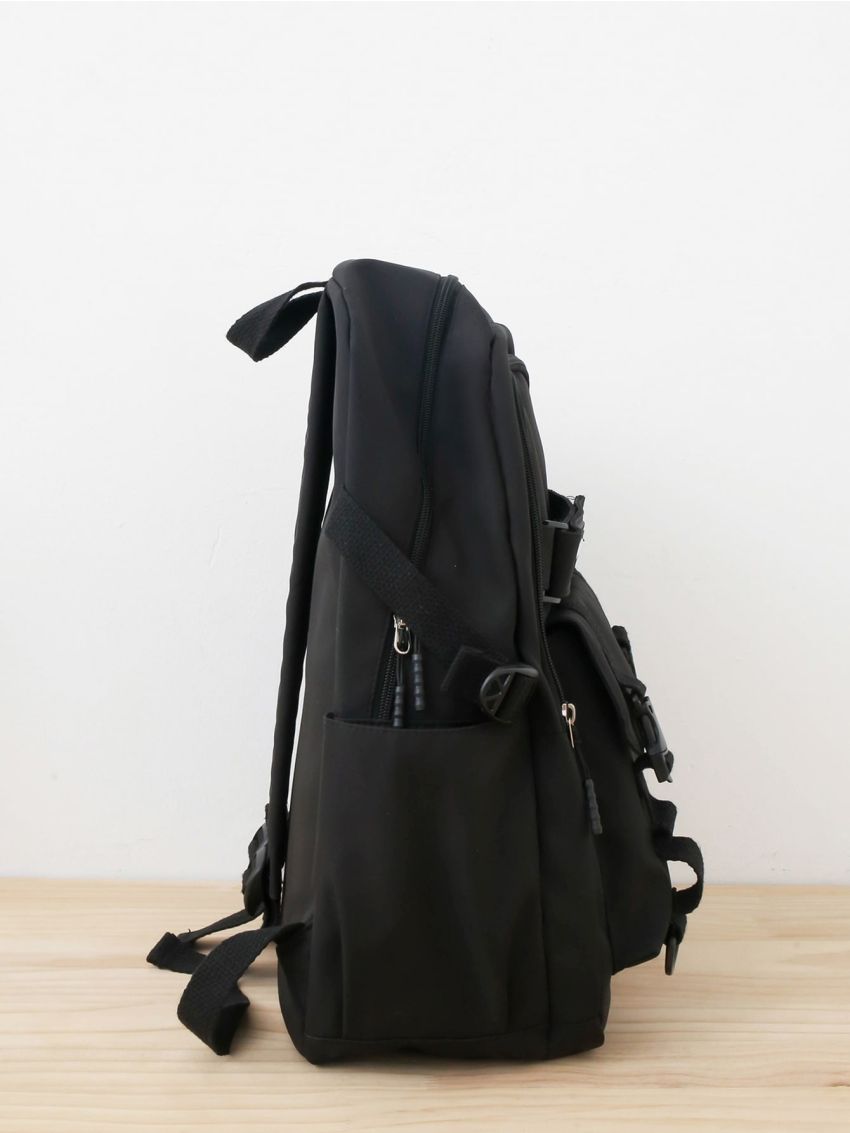 Letter Patch Decor Functional Backpack