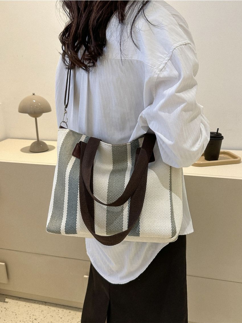 Striped Pattern Shoulder Bag