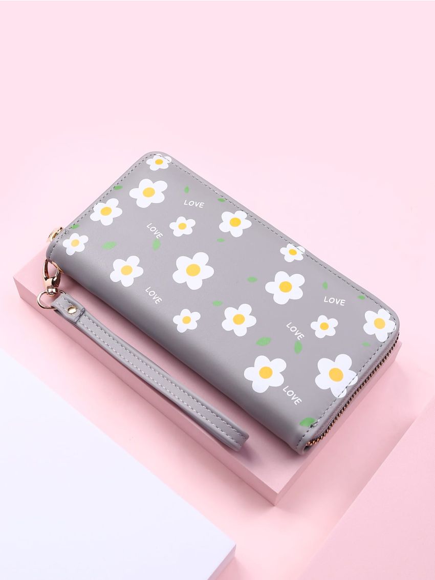 Floral Graphic Long Wallet
