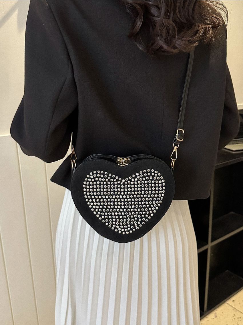Mini Studded Decor Heart Design Novelty Bag