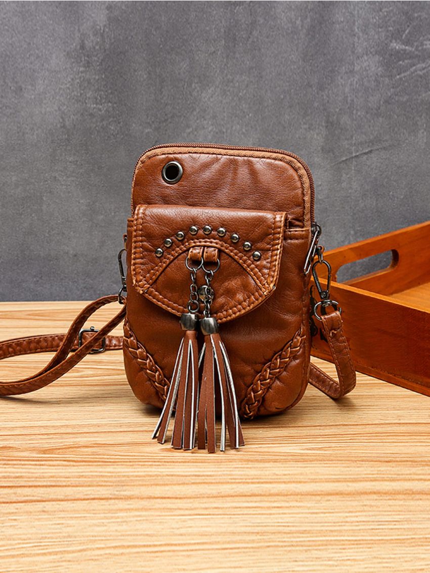 Tassel & Studded Decor Phone Wallet