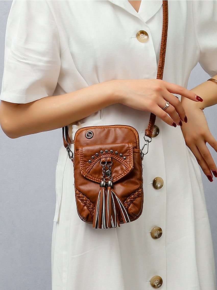 Tassel & Studded Decor Phone Wallet