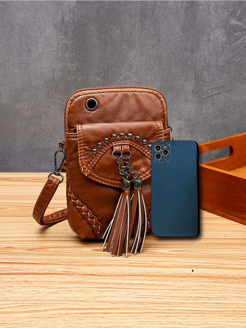 Tassel & Studded Decor Phone Wallet