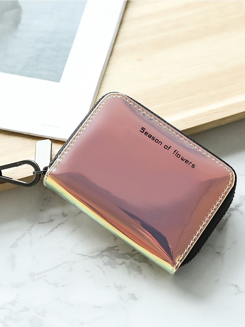Holographic Zipper Around Card Holder Multi-Card Card Organizer for Storage Credit Cards