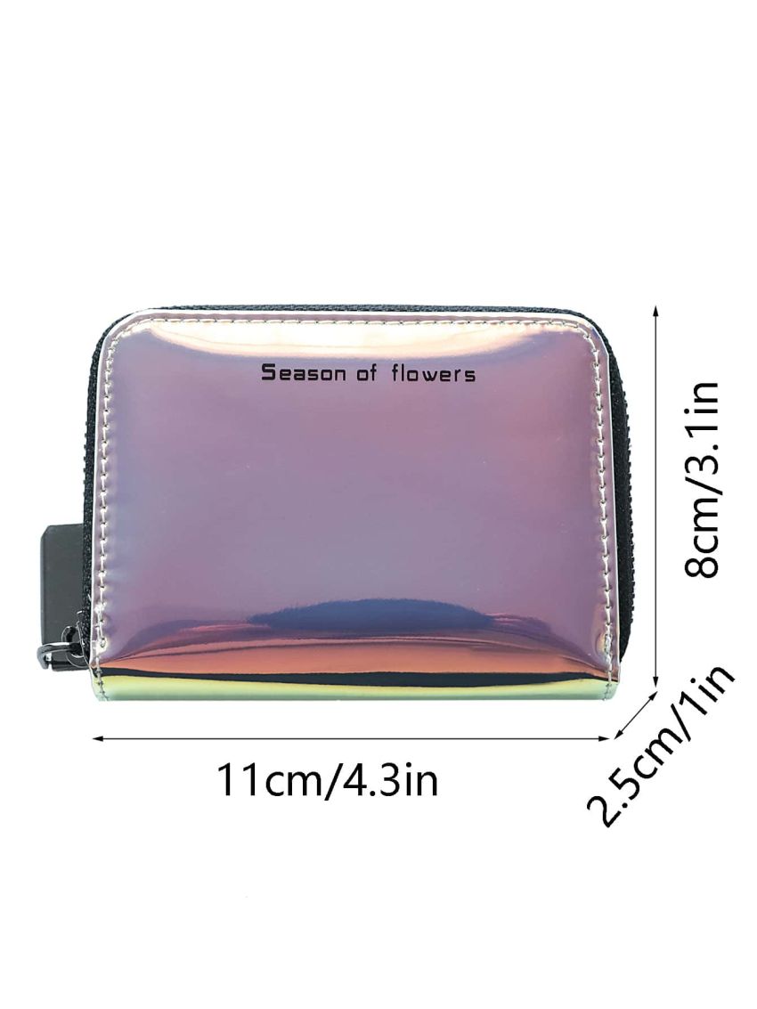 Holographic Zipper Around Card Holder Multi-Card Card Organizer for Storage Credit Cards