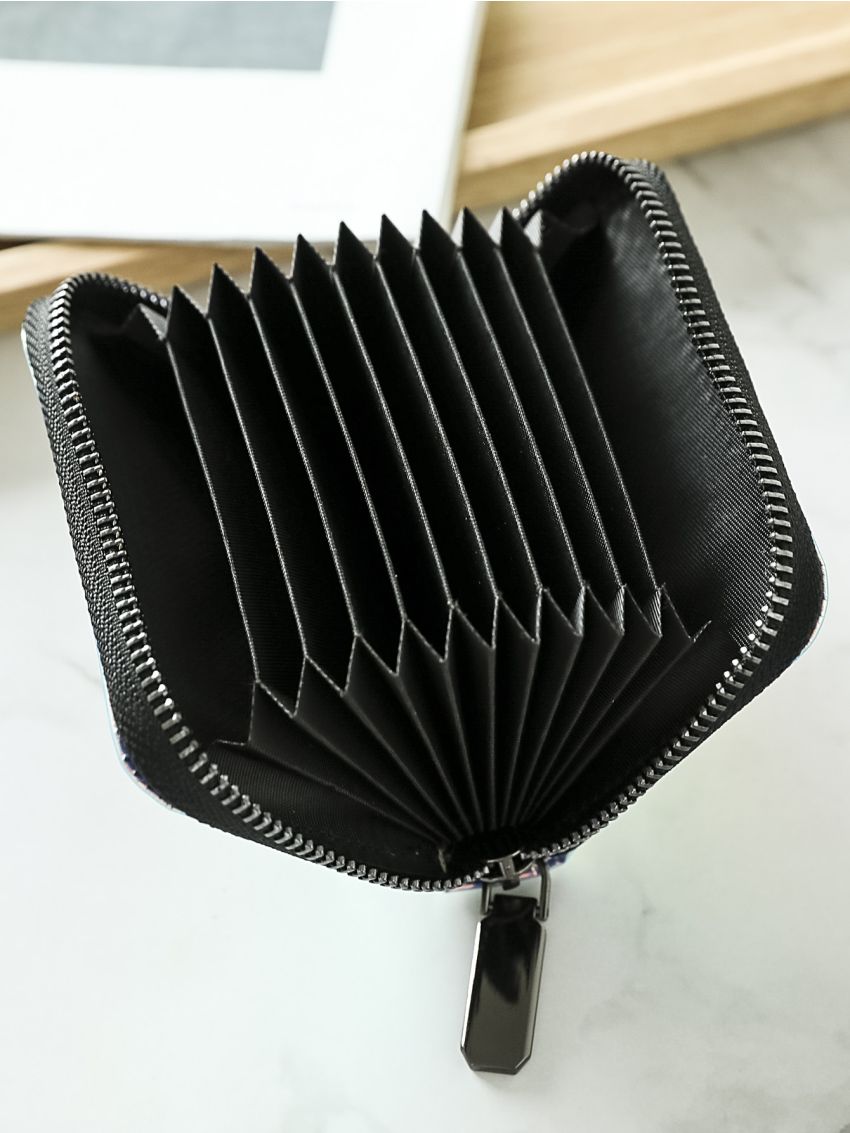 Holographic Zipper Around Card Holder Multi-Card Card Organizer for Storage Credit Cards