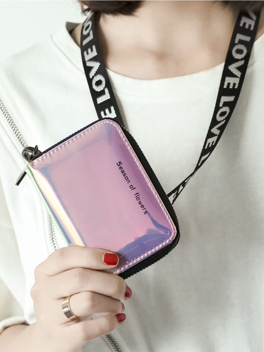 Holographic Zipper Around Card Holder Multi-Card Card Organizer for Storage Credit Cards