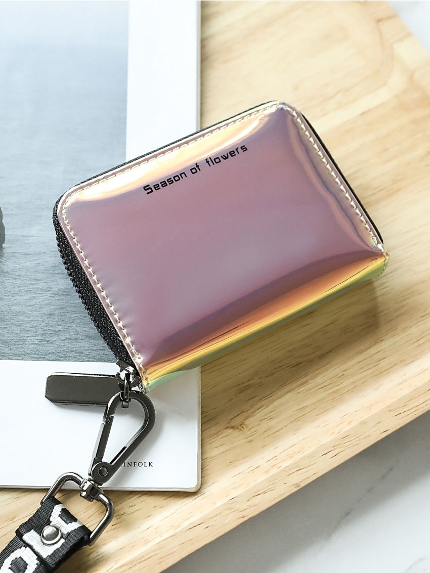 Holographic Zipper Around Card Holder Multi-Card Card Organizer for Storage Credit Cards