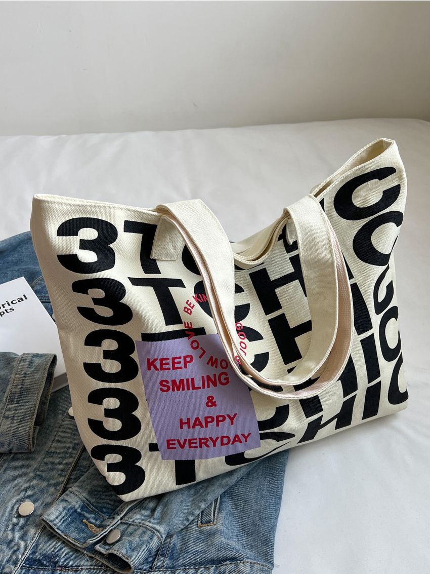 Letter Graphic Shopper Bag
