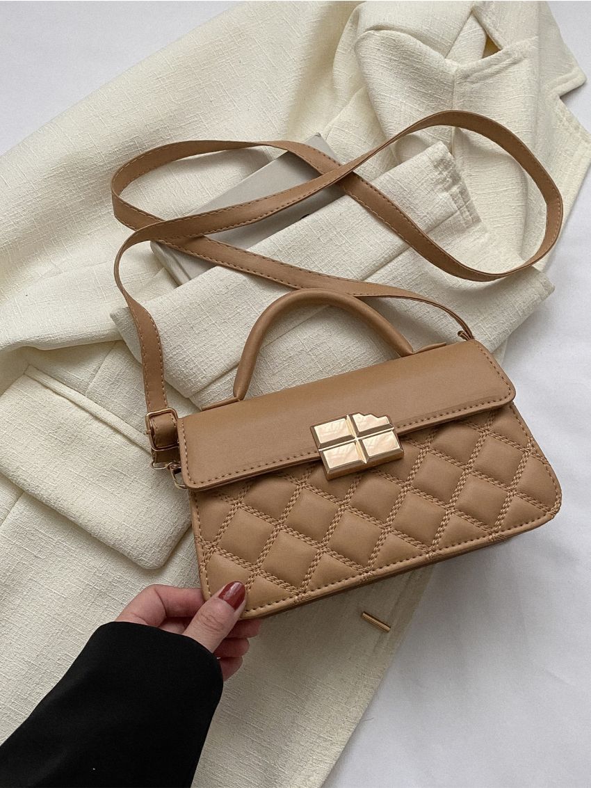 Quilted Detail Flap Square Bag