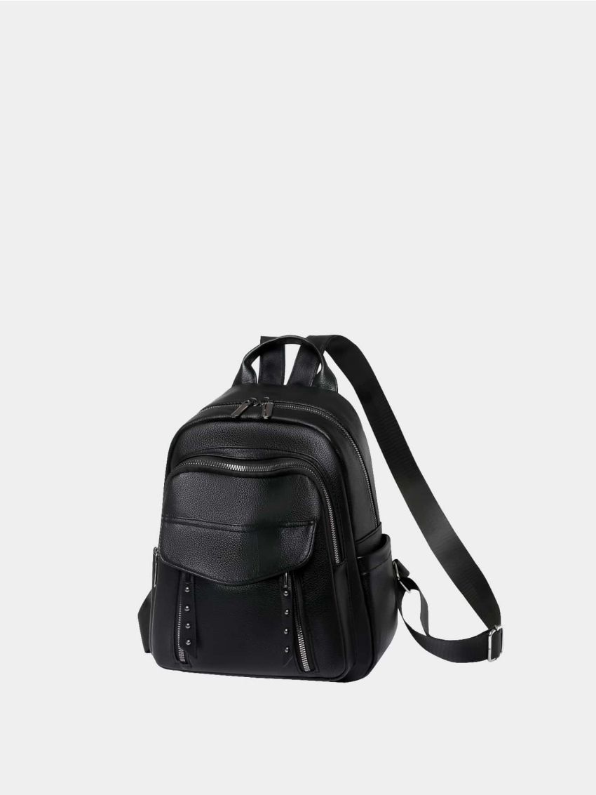 Litchi Embossed Zip Front Classic Backpack