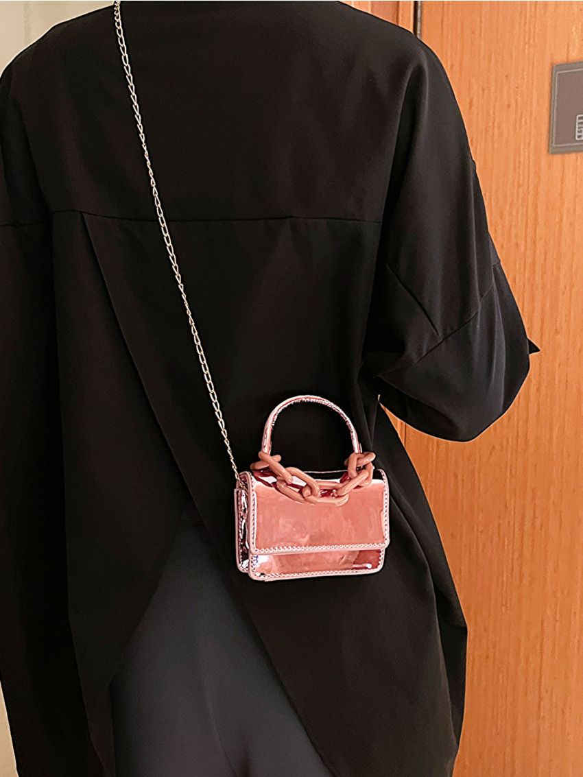 Mini Metallic Flap Chain Square Bag