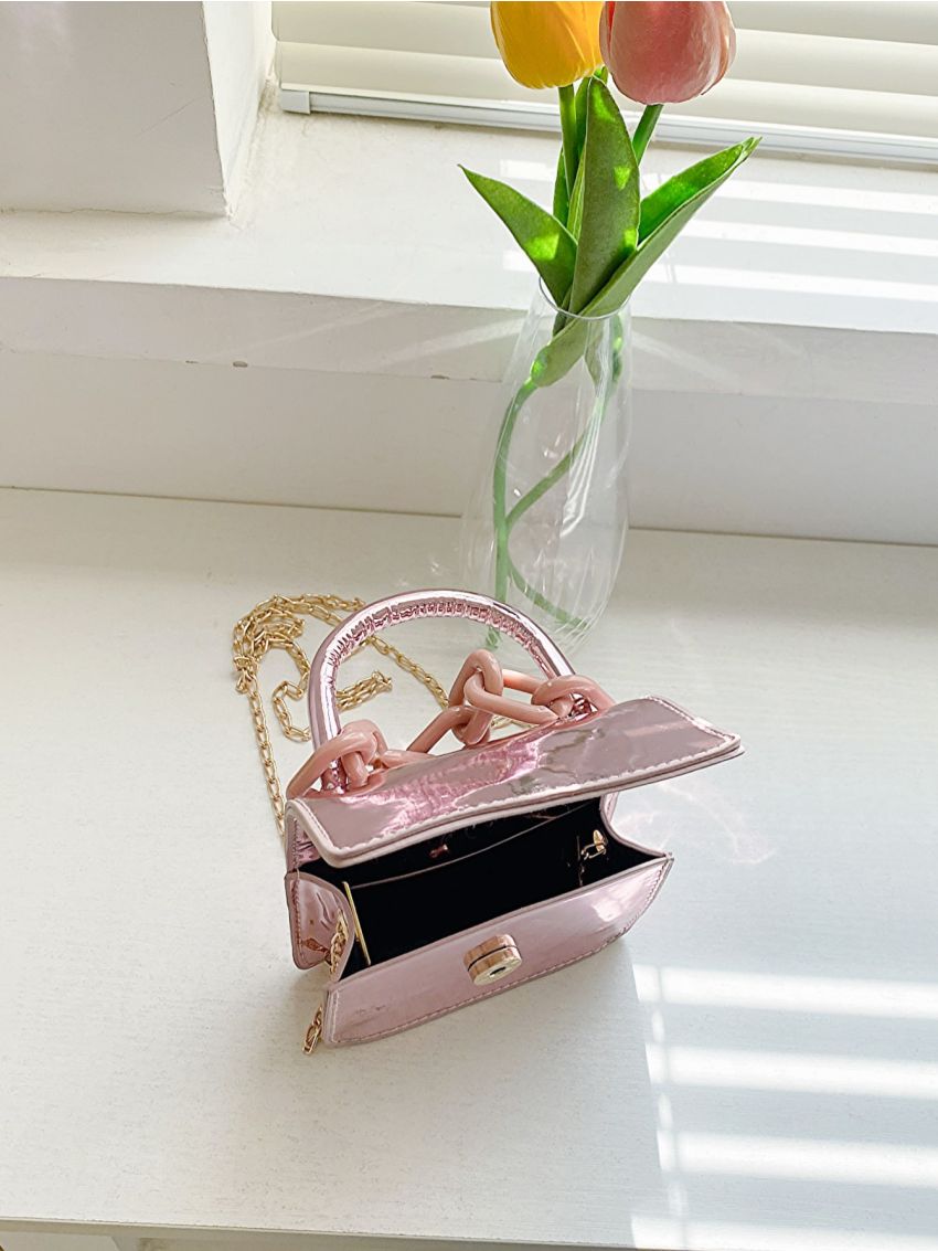 Mini Metallic Flap Chain Square Bag
